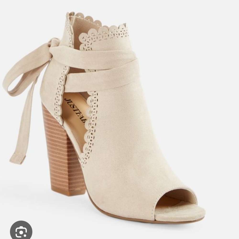 JustFab Just For Fun Open Toe Ankle-Tie Heeled Sandal